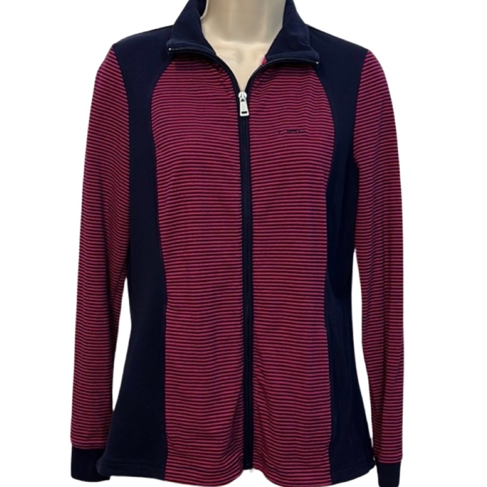 Ralph Lauren Active Pink and Navy Striped Zip Jacket